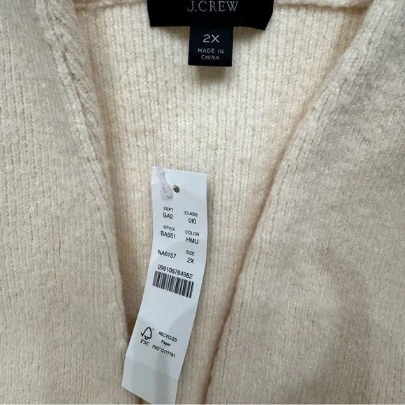 J Crew Cocoon Sweater Blazer Cardigan Merino Wool Alpaca Blend Size 2X Ivory NWT - Picture 13 of 16